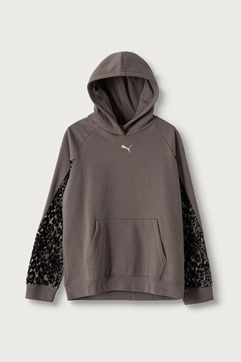 Puma bluza z kapturem dziecięca z bawełną PUMA SPORT ANIMAL Hoodie brązowa 694847
