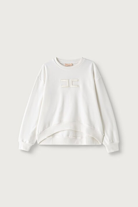 Elisabetta Franchi Суичър за деца от памук бял EFFE185.C.FF017