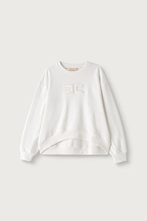 Elisabetta Franchi Суичър за деца от памук бял EFFE185.C.FF017