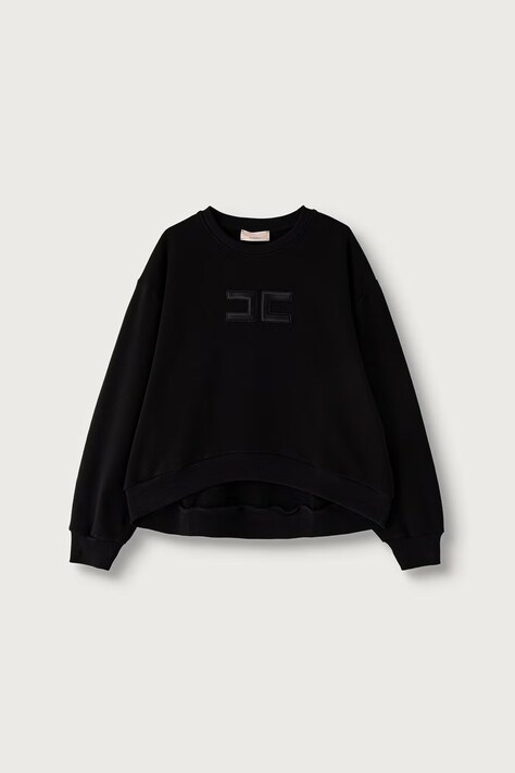 Elisabetta Franchi Суичър за деца от памук черен EFFE185.C.FF017