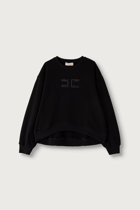 Elisabetta Franchi Суичър за деца от памук черен EFFE185.C.FF017