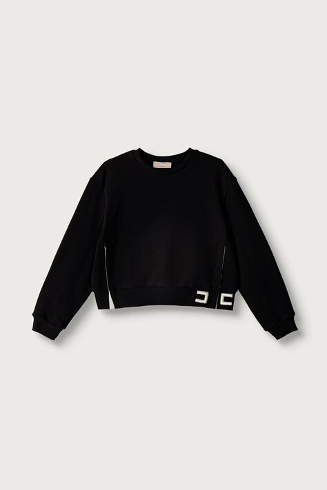 Elisabetta Franchi Bluza oversize dziecięca bawełniana czarna EFFE181.C.FF017