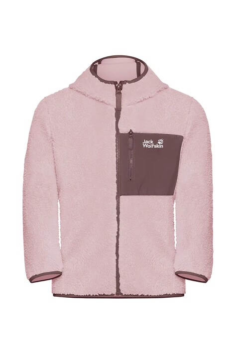 Jack Wolfskin Bluza rozpinana z kapturem dziecięca polarowa ICE CURL różowa 1609232
