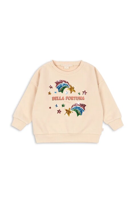 Konges Sløjd μπλούζα παιδική με βαμβάκι LOU SEQUIN SWEAT SHIRT GOTS μπεζ KS106104
