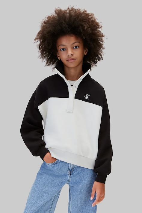 Calvin Klein Jeans Bluza dziecięca z bawełną czarna LVCKFJB13G