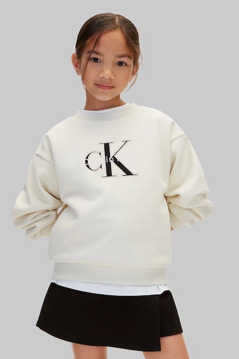 Calvin Klein Jeans Bluza dziecięca bawełniana beżowa LVCKFJB41G