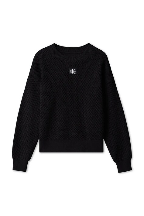 Calvin Klein Jeans Sweter dziecięcy bawełniany czarny LVCKFJF08G