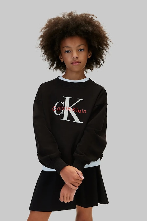Calvin Klein Jeans Bluza dziecięca bawełniana czarna LVCKFJB09G