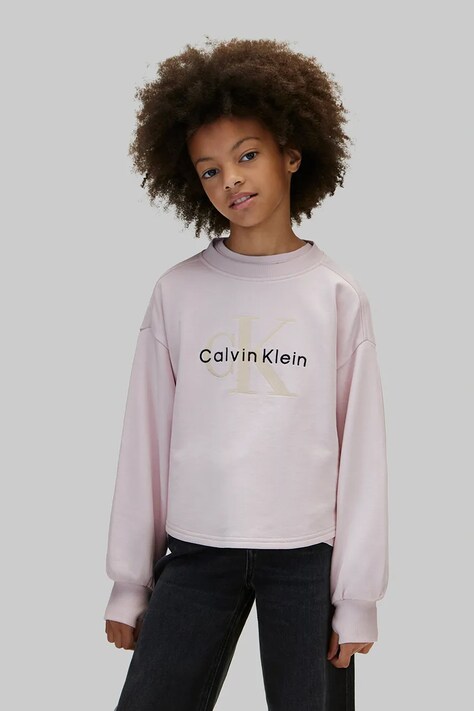 Calvin Klein Jeans Bluza dziecięca bawełniana fioletowa LVCKFJB09G