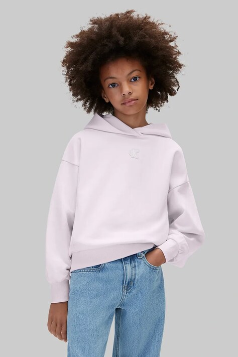 Calvin Klein Jeans bluza z kapturem dziecięca bawełniana fioletowa LVCKFJB42G