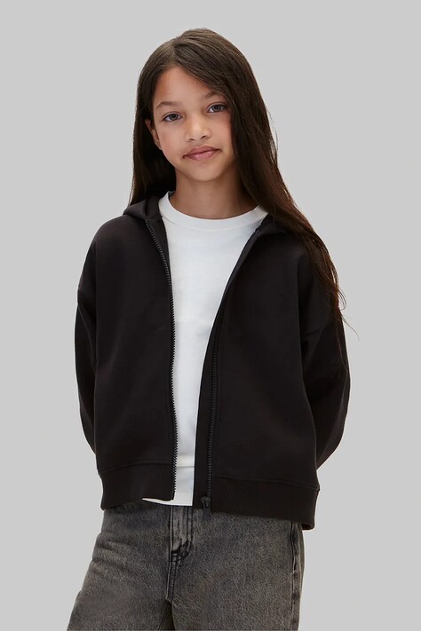 Calvin Klein Jeans Bluza rozpinana z kapturem dziecięca z bawełną czarna LVCKFJB43G