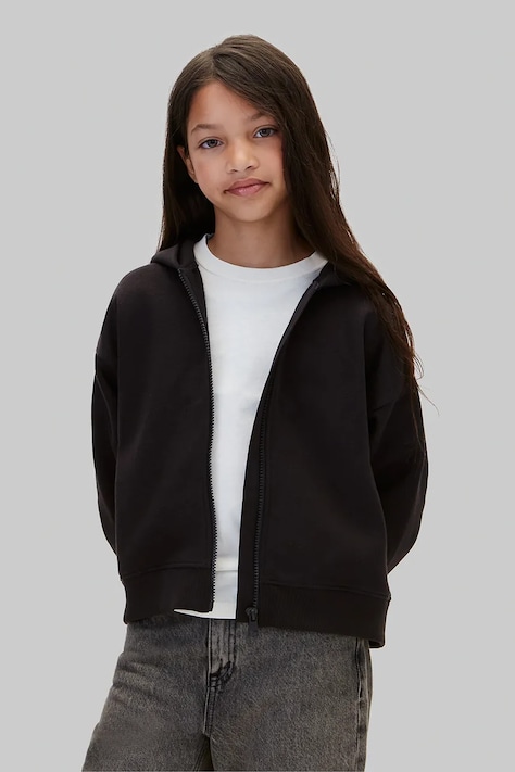 Calvin Klein Jeans Bluza rozpinana z kapturem dziecięca z bawełną czarna LVCKFJB43G