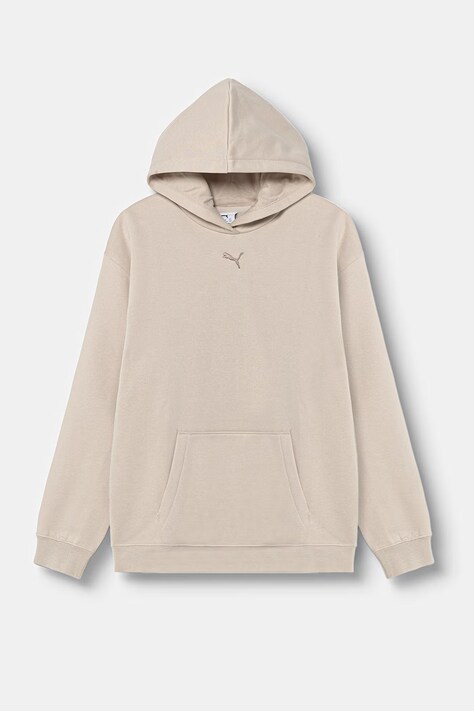 Puma bluza z kapturem dziecięca z bawełną ESS Centered Cat Logo Relaxed Hoo beżowa 692973