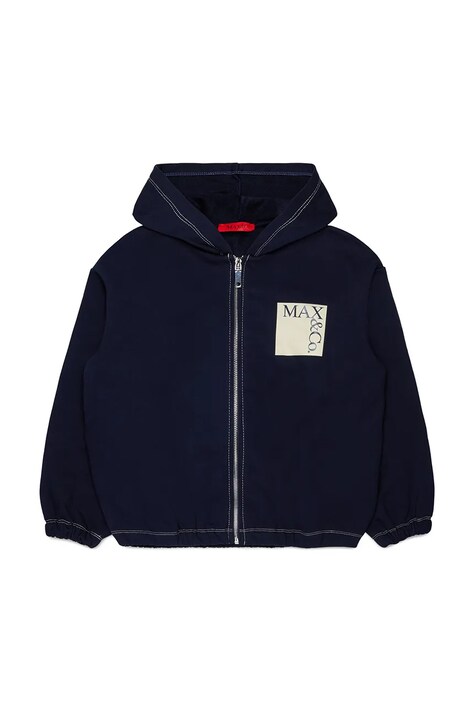 Max&Co. dukserica na zakopčavanje sa kapuljačom za djecu od pamuka MAXS18F SWEAT-SHIRT mornarsko plava MX0300