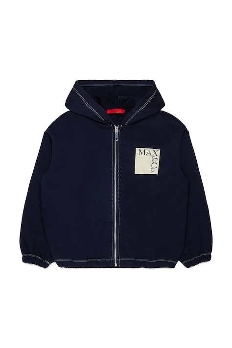 Max&Co. dukserica na zakopčavanje sa kapuljačom za djecu od pamuka MAXS18F SWEAT-SHIRT mornarsko plava MX0300