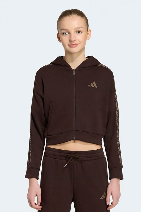adidas rozepínací mikina dětská s bavlnou hnědá KZ0133