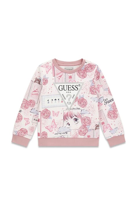 Guess bluza dziecięca bawełniana różowa K6YQ04 K3845