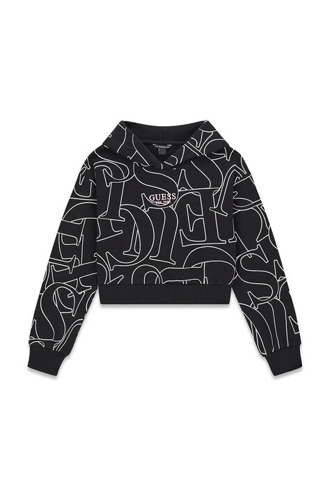 Guess bluza z kapturem dziecięca bawełniana czarna J6YQ10 K3908