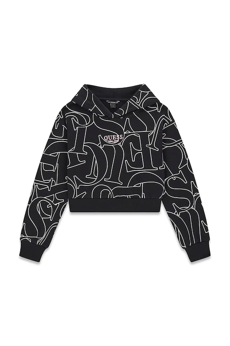 Guess bluza z kapturem dziecięca bawełniana czarna J6YQ10 K3908