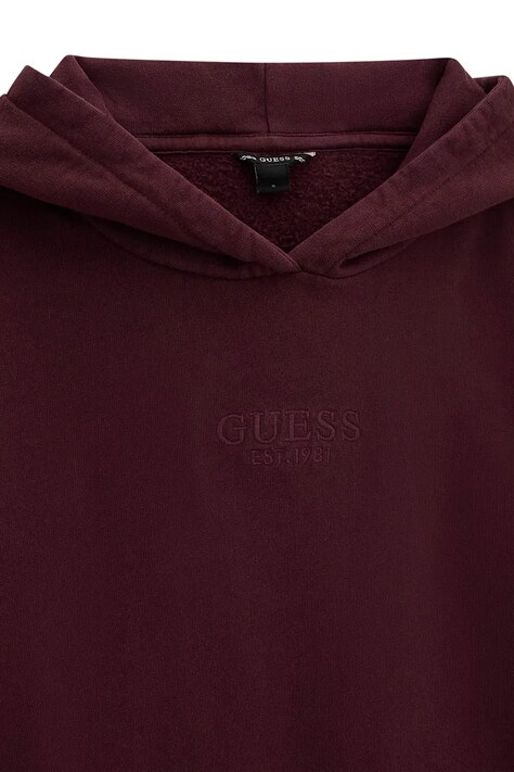 Guess кофта з капюшоном дитяча бавовняна — AW26-BLGZZI, бордо — фото 3