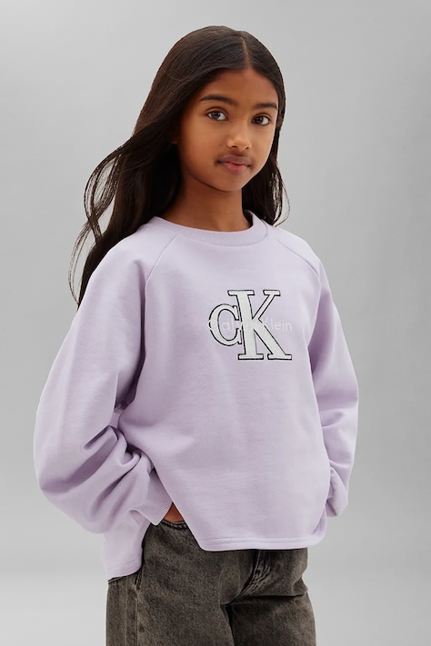 Calvin Klein Jeans bluza dziecięca bawełniana fioletowa LVCKTJB31G