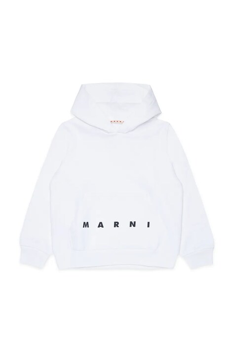 Marni bluza z kapturem dziecięca bawełniana biała M01883