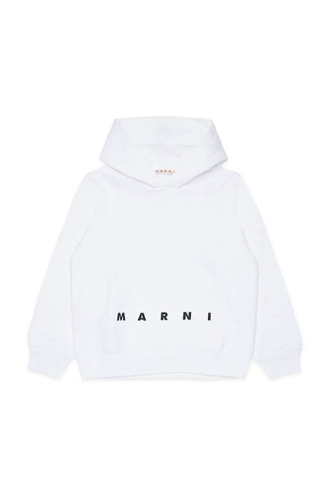 Marni bluza z kapturem dziecięca bawełniana biała M01883
