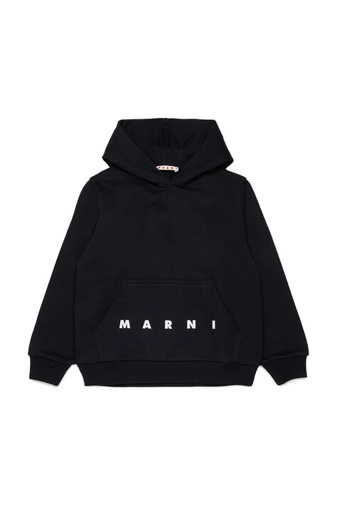 Marni bluza z kapturem dziecięca bawełniana czarna M01883