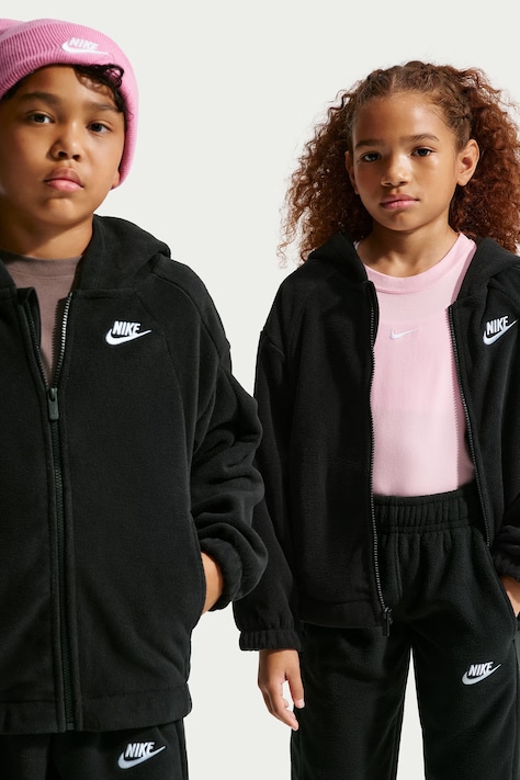 Nike Bluza rozpinana z kapturem dziecięca polarowa Nike Club Fleece czarna IM4619