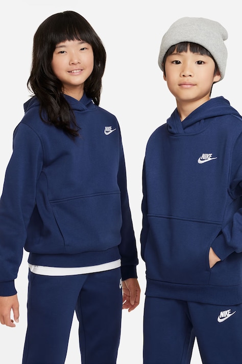 Nike Bluza z kapturem dziecięca z bawełną Nike Sportswear Club Fleece granatowa FD3000