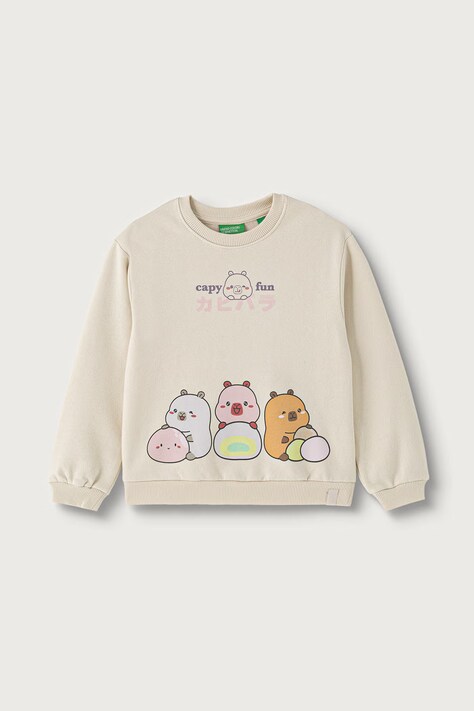 United Colors of Benetton Bluza dziecięca z bawełną beżowa 392VG10NR