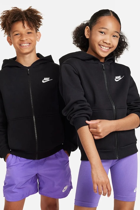 Nike Bluza rozpinana z kapturem dziecięca z bawełną Nike Sportswear Club Fleece czarna FD3004