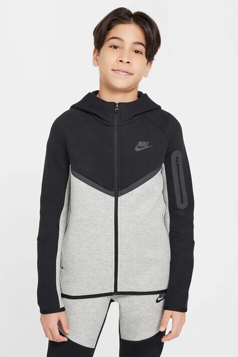 Nike Bluza rozpinana z kapturem dziecięca z bawełną Nike Sportswear Tech Fleece szara HV5867