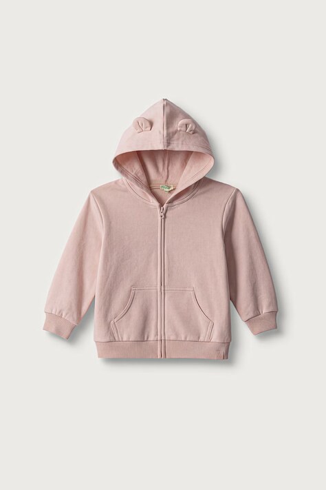 United Colors of Benetton Dukserica sa kapuljačom za bebe s pamukom roza 3YWVA501Y