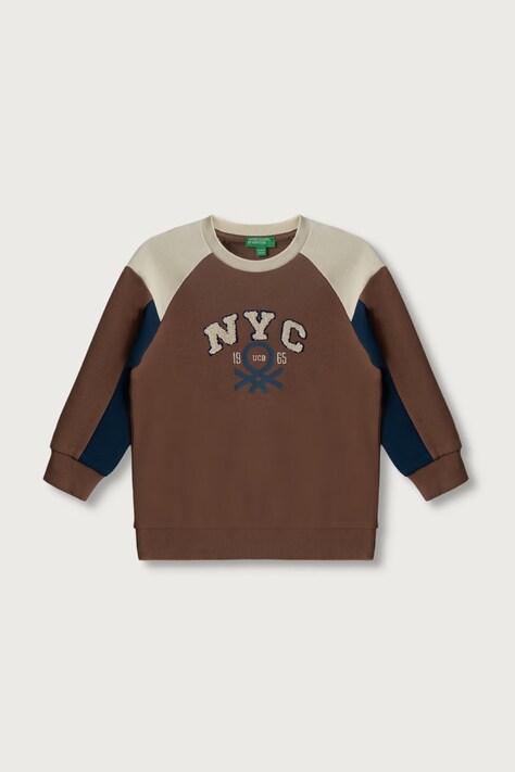 United Colors of Benetton Bluza dziecięca bawełniana brązowa 3J70G10NM