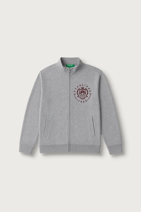 United Colors of Benetton Bluza rozpinana dziecięca bawełniana szara 3J68C506E