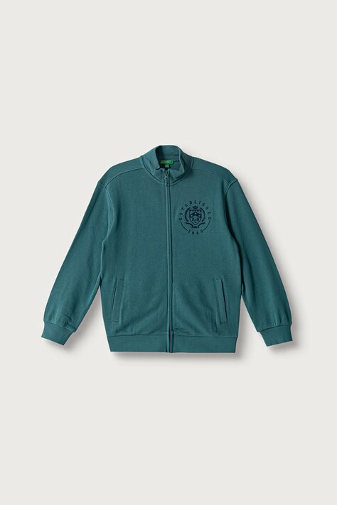 United Colors of Benetton Felpa con cerniera per bambini in cotone turchese 3J68C506E