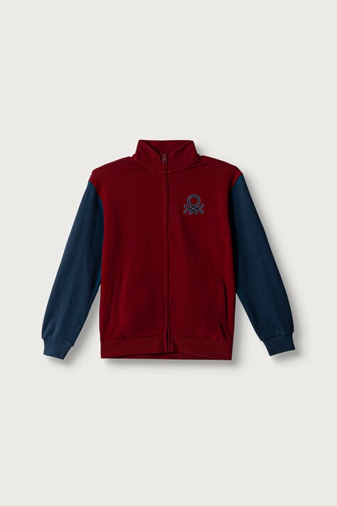 United Colors of Benetton Bluza rozpinana dziecięca bawełniana bordowa 3J68C506E