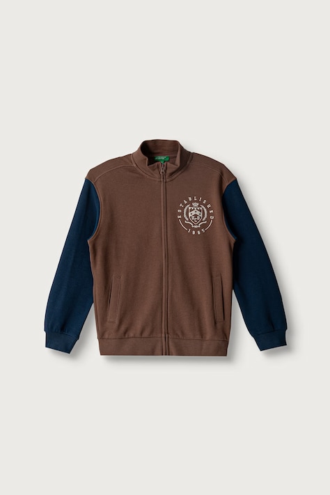 United Colors of Benetton Bluza rozpinana dziecięca bawełniana brązowa 3J68C506E