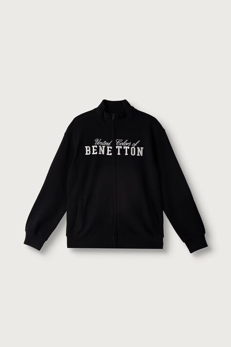United Colors of Benetton Bluza rozpinana dziecięca bawełniana czarna 3J68C506E