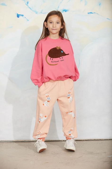 Mini Rodini Bluza dziecięca bawełniana Elephant różowa 26720132