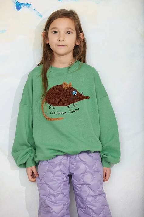 Mini Rodini Bluza dziecięca bawełniana Elephant zielona 26720132