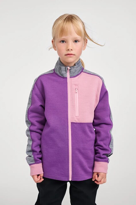 Reima Bluza rozpinana dziecięca z wełną merino Merin fioletowa 5200388B