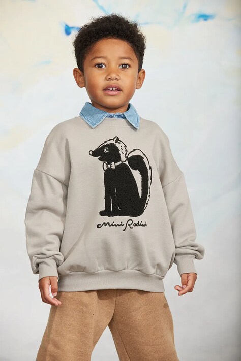Mini Rodini bluza dziecięca bawełniana Skunk szara 26720114