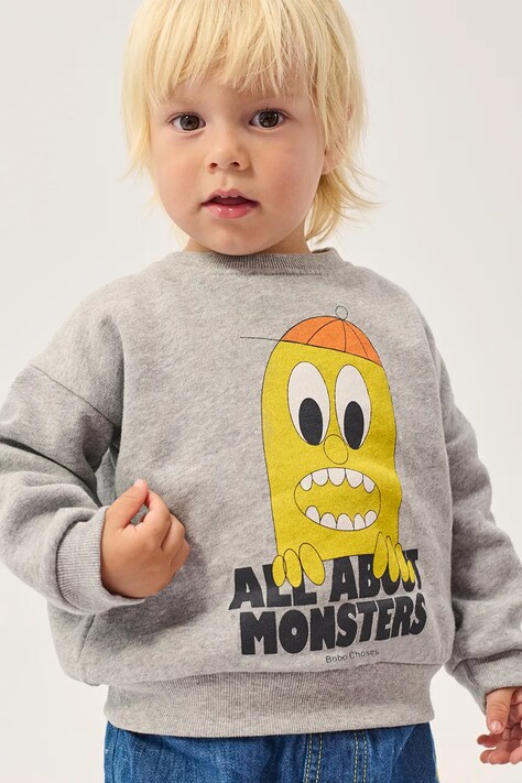 Bobo Choses μπλούζα παιδική βαμβακερή Bigtooth Lemon γκρί B226AB055