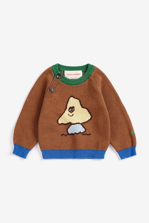 Bobo Choses Sveter detský bavlnený Mush Monster hnedý B226AB027