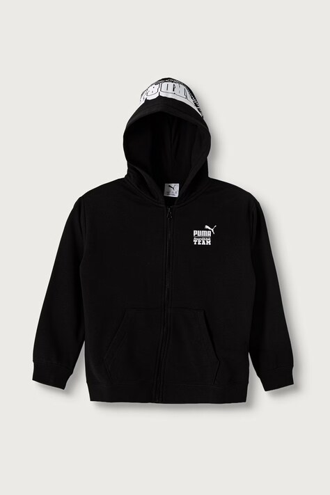Puma bluza z kapturem dziecięca z bawełną Mid90s Relaxed Full-Zip Hoodie TR B czarna 694665
