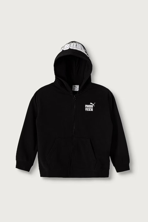 Puma суичър с качулка за деца с памук Mid90s Relaxed Full-Zip Hoodie TR B черен 694665