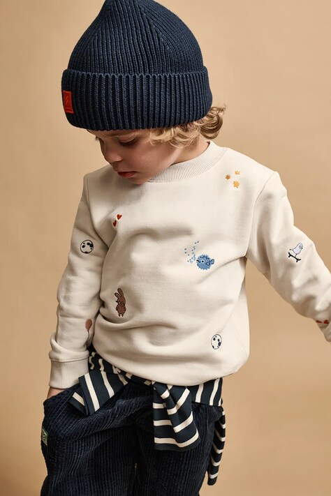 Liewood Bluza dziecięca bawełniana Ridley Embroidered Sweatshirt beżowa LW21166