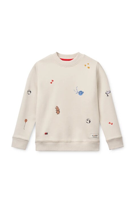 Liewood Bluza dziecięca bawełniana Ridley Embroidered Sweatshirt beżowa LW21166